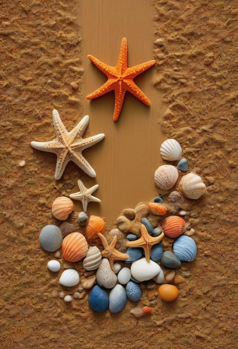 A mesmerizing close-up of various sand textures, showcasing colors and patterns from different beaches and construction sites, intertwined with delicate marine life and construction tools. In the background, gradients of coastal landscapes transition into urban building sites, symbolizing the transformation of nature into infrastructure. The image should evoke a sense of exploration and wonder. vibrant colors. super-realistic. macro photography.
